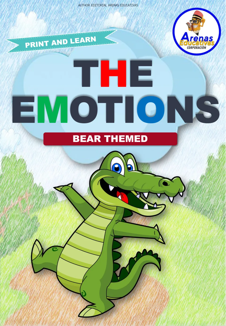 Cover of the bear emotions printable with the headings “The Emotions,” “Bear Themed,” and “Print and Learn”