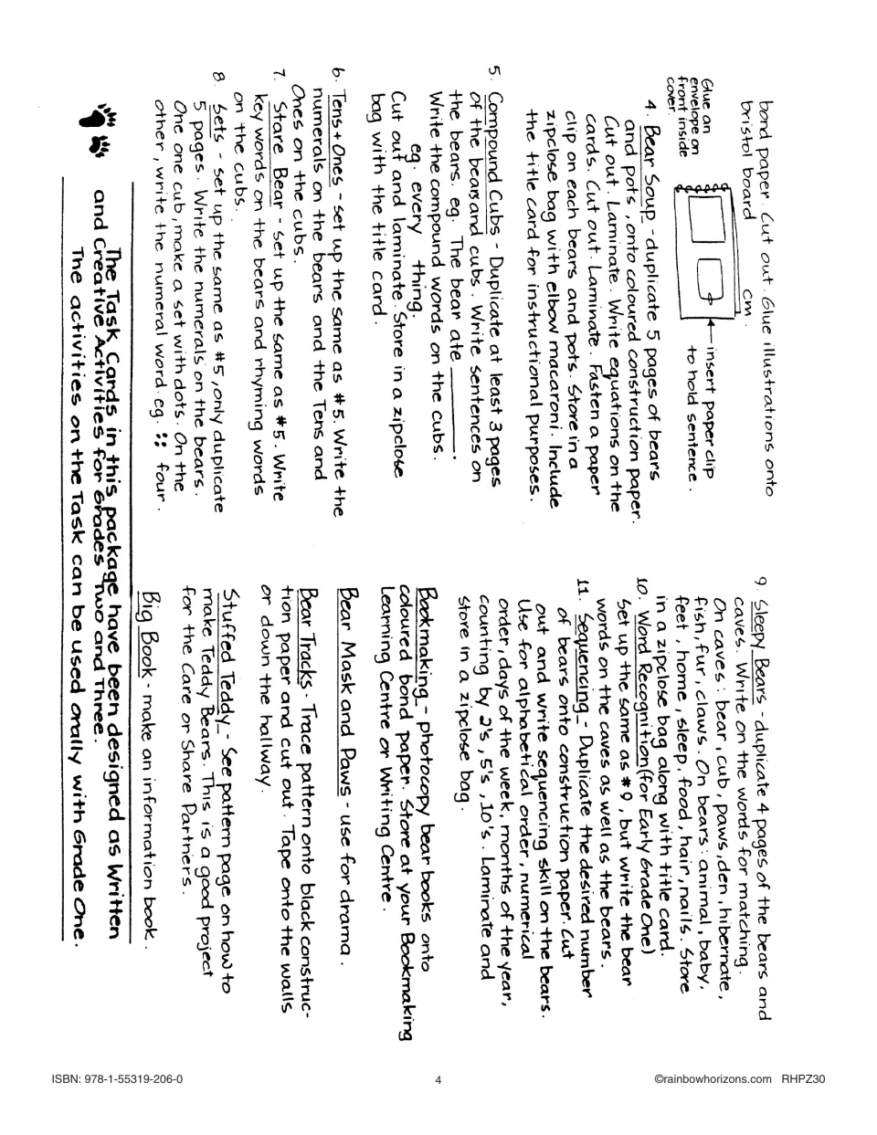 Directions for bear games such as Bear Soup, Compound Cubs, Tens and Ones, Sleepy Bears and Bear Tracks