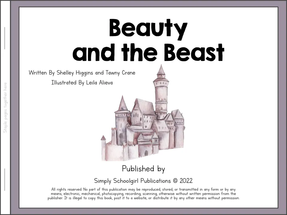 Booklet title page for the story, written by Shelley Higgins and Tawny Crane, illustrated by Leila Alieva, with a castle