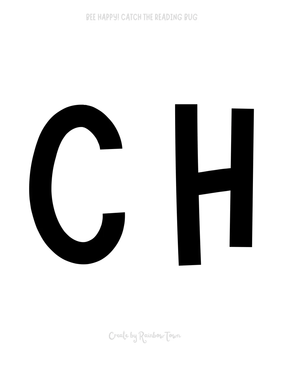 Bulletin board lettering sheet 7: black C and H cutouts for the 'BEE HAPPY! CATCH THE READING BUG' display.