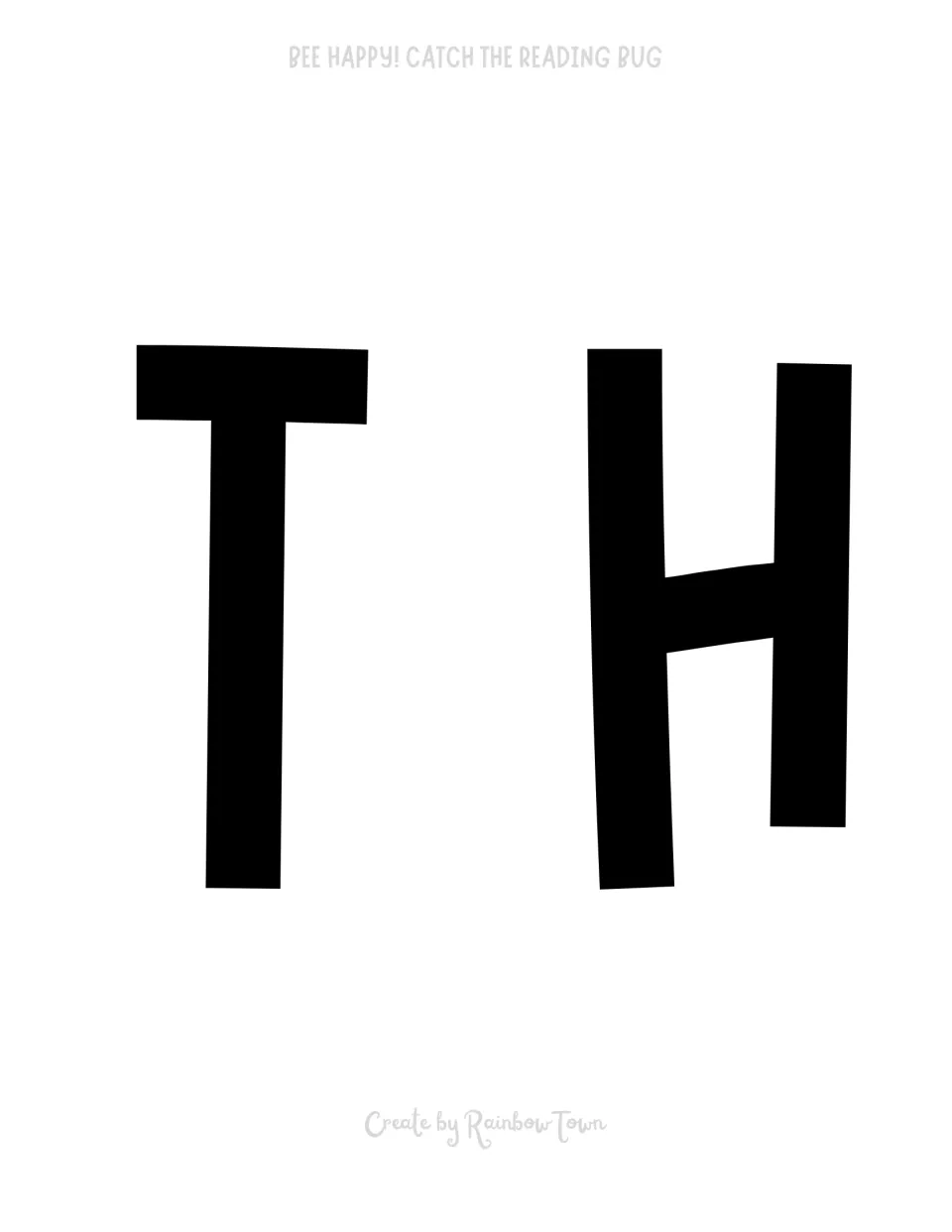 Bulletin board lettering sheet 8: black T and H cutouts for the 'BEE HAPPY! CATCH THE READING BUG' display.