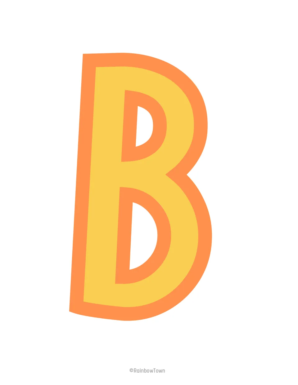 Capital B cut-out: a full-page yellow B with a thick orange outline, which starts the word "Bee" in the display title