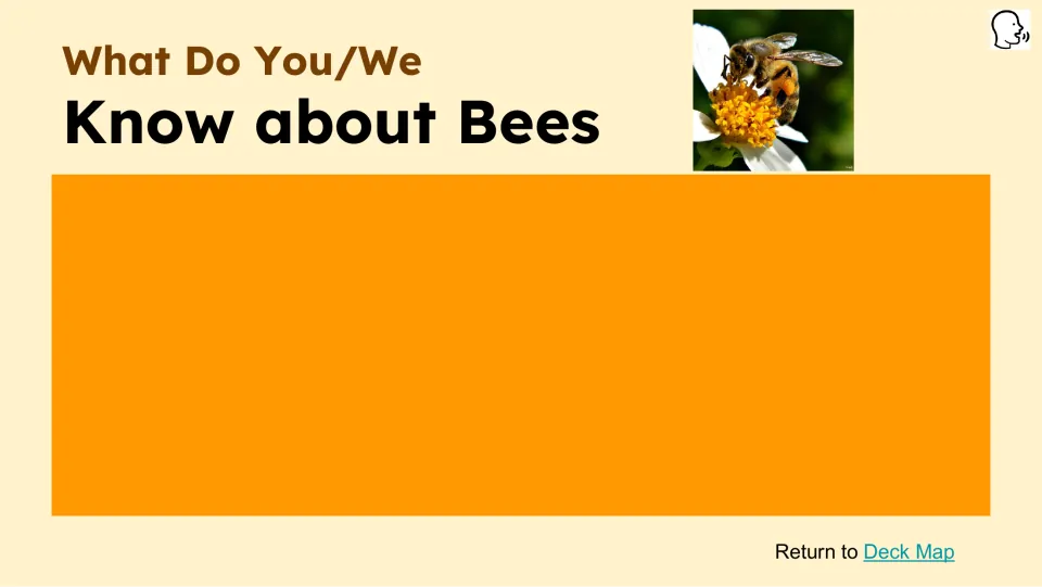 Prior-knowledge slide asking What Do You/We Know about Bees, with an empty area for recording responses