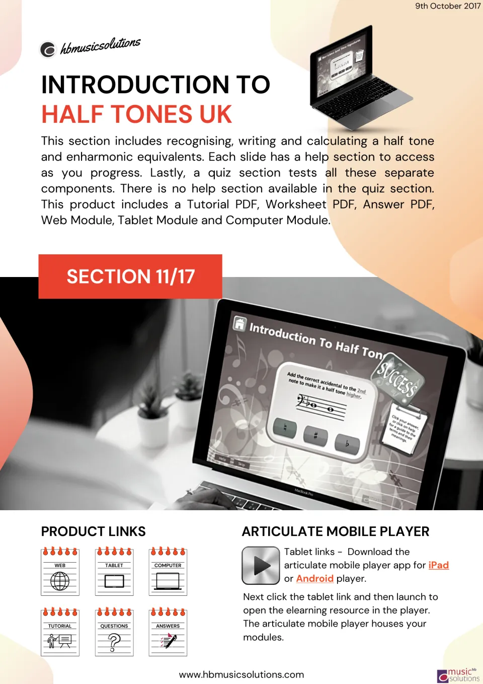 Half tones module introduction: recognizing, writing and calculating half tones and enharmonic equivalents