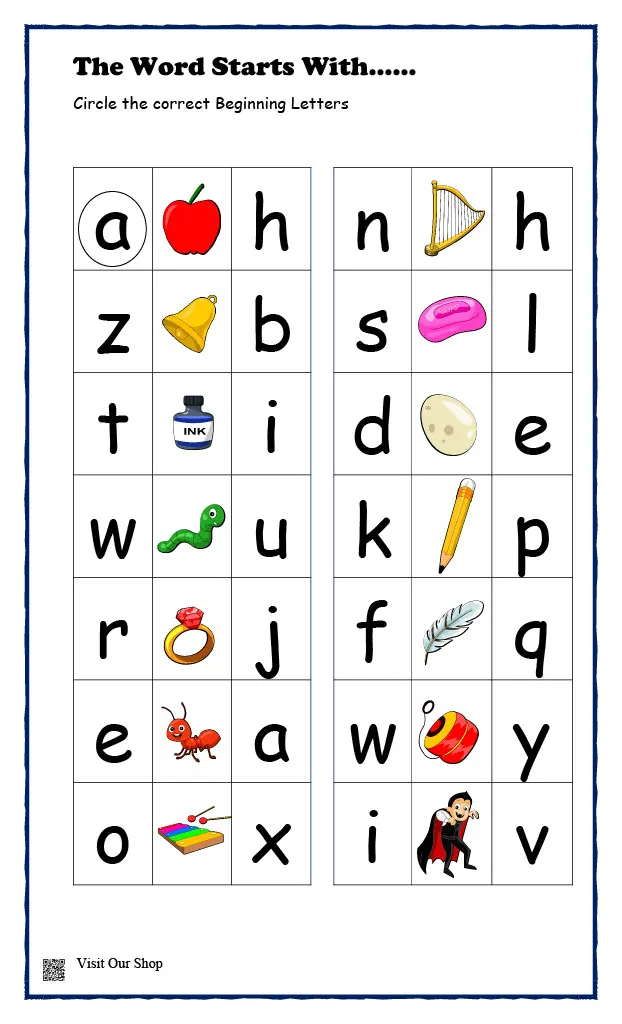 Beginning and Ending Letters Worksheet – cover