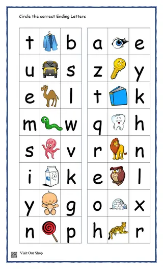 Beginning and Ending Letters Worksheet – sample page 2