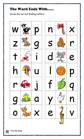 Beginning and Ending Letters Worksheet – sample page 3