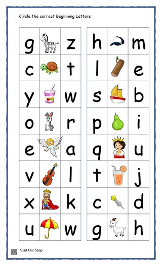 Beginning and Ending Letters Worksheet – sample page 4