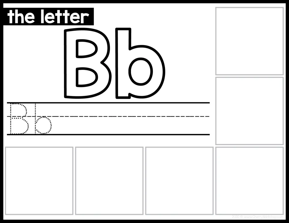 Letter B sorting mat shows uppercase B and lowercase b, with Bb to trace and space for matching cards