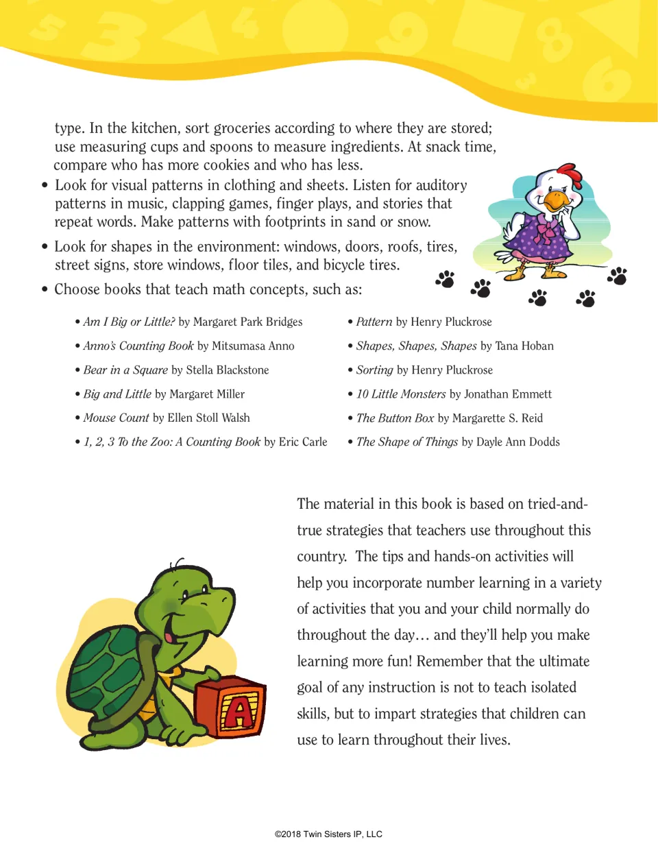 Everyday math ideas for finding patterns and shapes at home, and a list of 12 picture books that teach math concepts