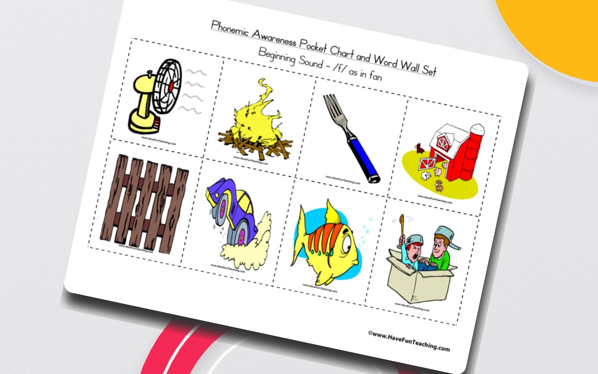 Beginning Sound Letter F Word Wall preview: Five beginning-sound display pages