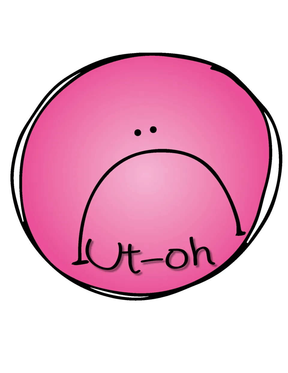 Pink sad face sign labeled 'Ut-oh,' the bottom of the three-face classroom behavior clip chart