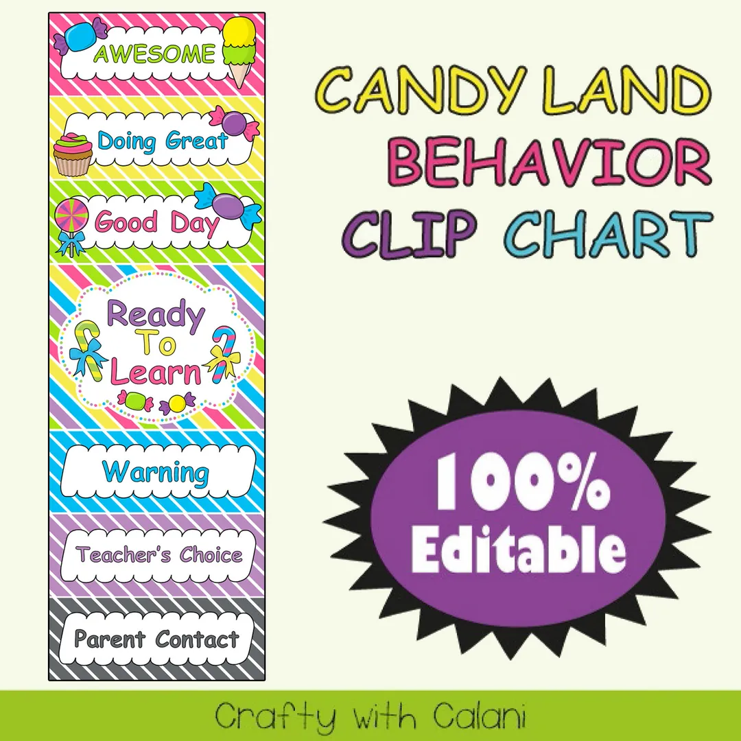 Behavior Clip Chart in Candy Land Theme - 100% Editable – cover