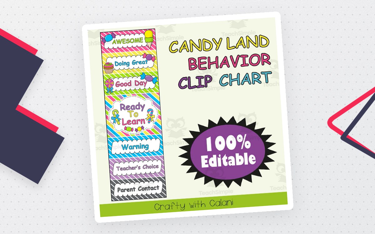 Behavior Clip Chart in Candy Land Theme - 100% Editable preview