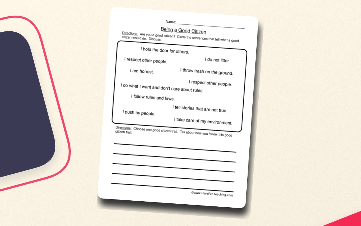 Being a Good Citizen Worksheet worksheet preview.