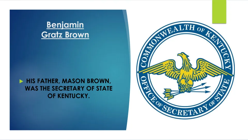 Brown's father: Mason Brown served as Kentucky Secretary of State, shown with the Kentucky Secretary of State seal