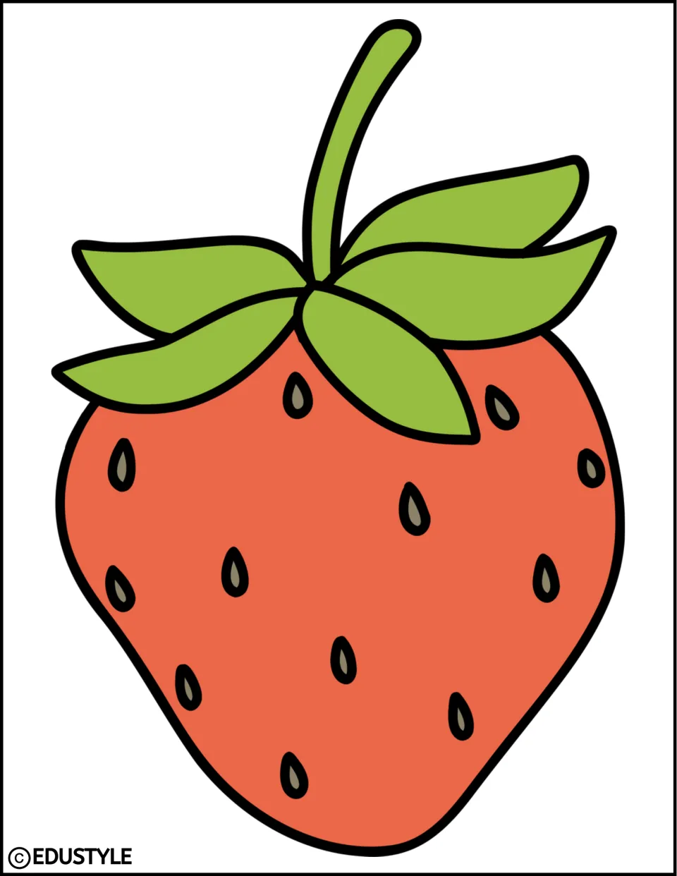 Large strawberry decoration with green leaves for the summer bulletin board and door decor kit, one per sheet
