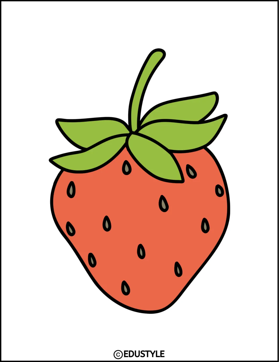 Smaller strawberry decoration with green leaves for the summer bulletin board and door decor kit, one per sheet