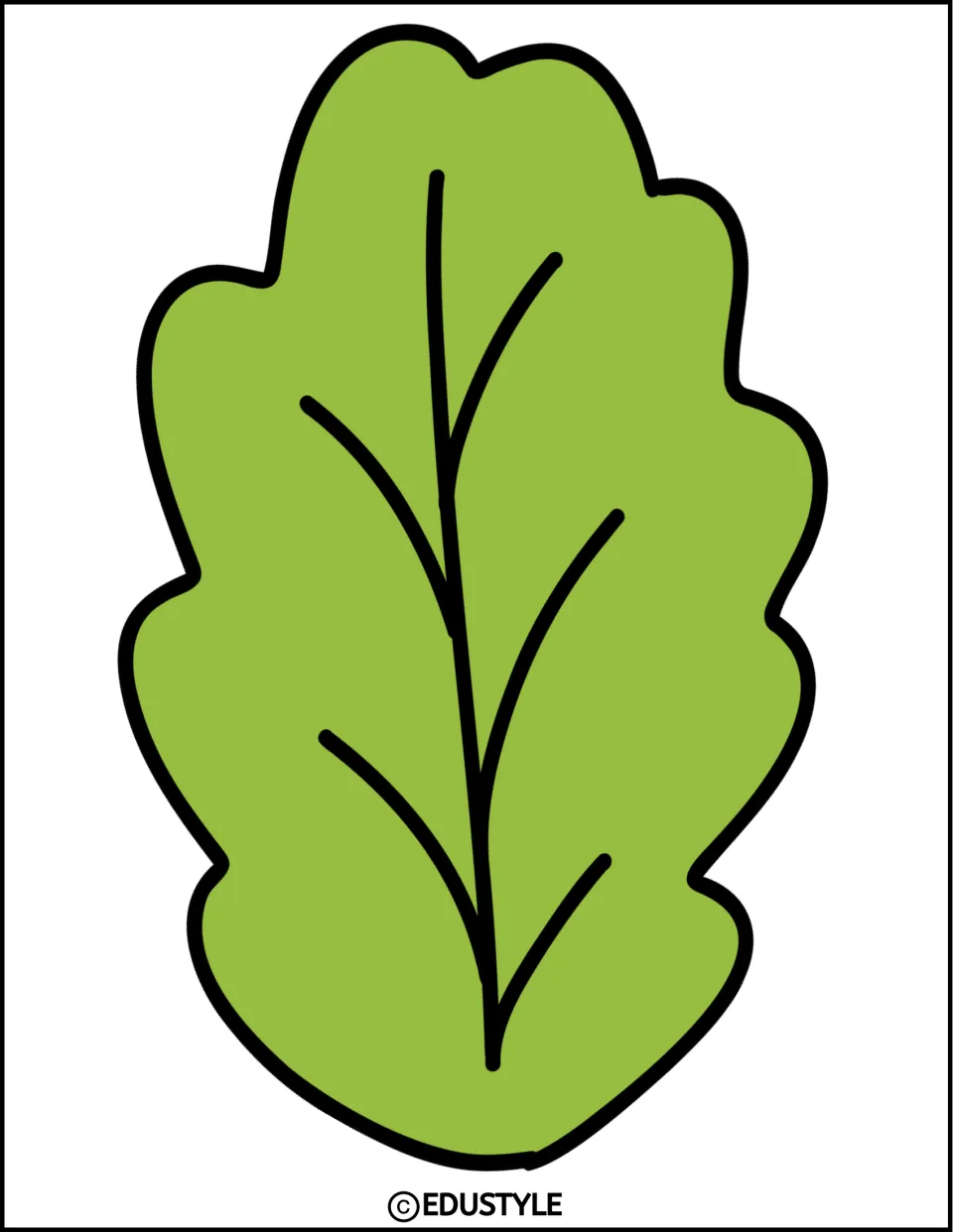 One large green leaf accent with black veins for the strawberry and summer bulletin board and door decor kit