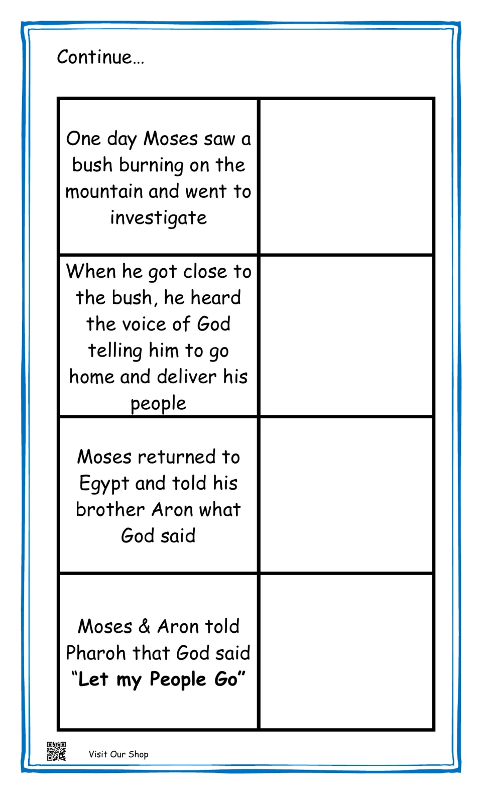 Moses and the Burning Bush lesson, clues 5–8: God's voice, returning to Egypt, and “Let my People Go”