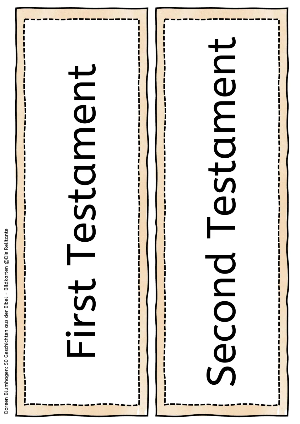 First Testament and Second Testament word cards, an alternate pair of headers for sorting the Bible story cards