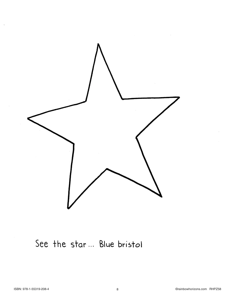 Star illustration to color and cut out for the Nativity big book’s “See the star” passage on blue board