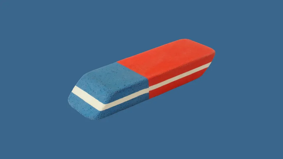 Level 1 eraser photo prompt asks students to find an object and explain why it is bigger and better.