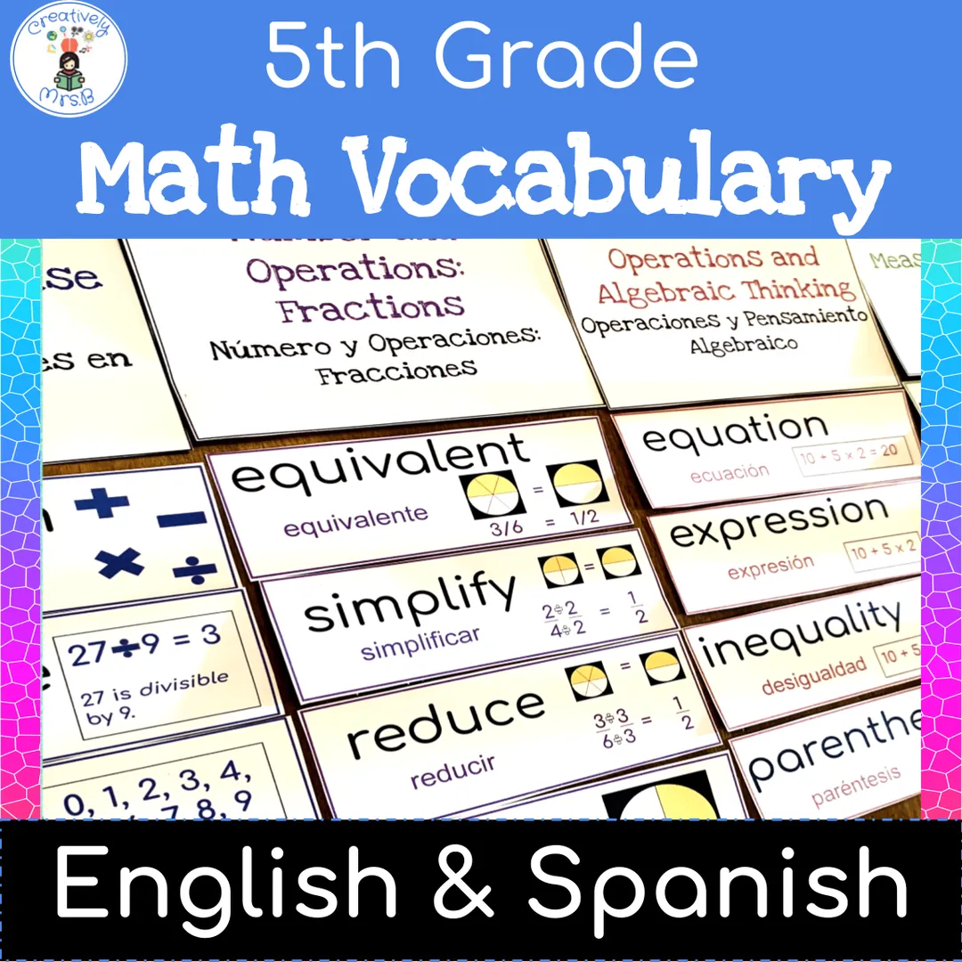 Bilingual 5th Grade Math Vocab Cards – ESL/ELL – cover