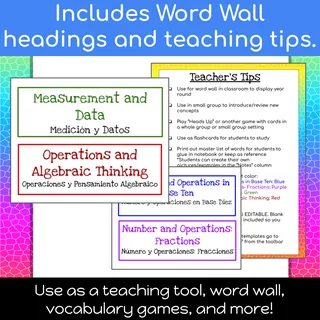 Bilingual 5th Grade Math Vocab Cards – ESL/ELL – sample page 3