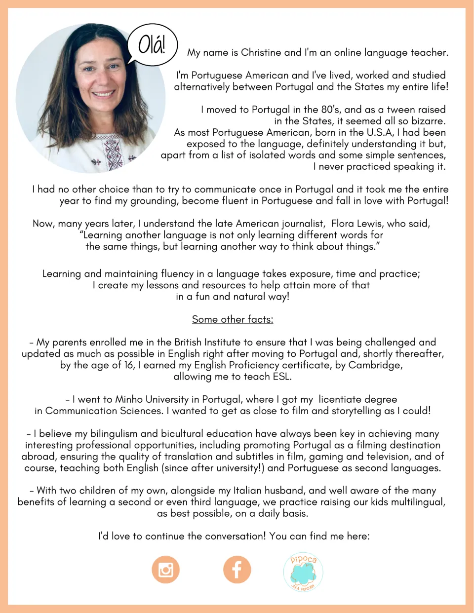 About the author: Christine, a Portuguese American language teacher, shares her bilingual background and teaching story
