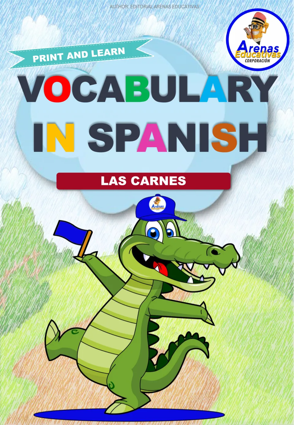 Cover of the bilingual meat vocabulary resource, labeled 'Vocabulary in Spanish' and 'Las Carnes' (meats).