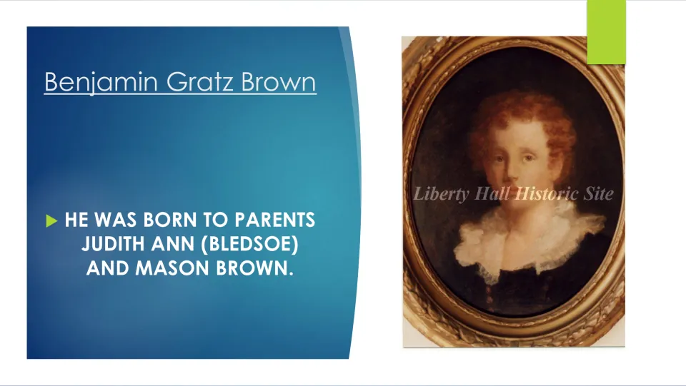 Brown's family: he was born to Judith Ann (Bledsoe) and Mason Brown, shown with a framed portrait of a child