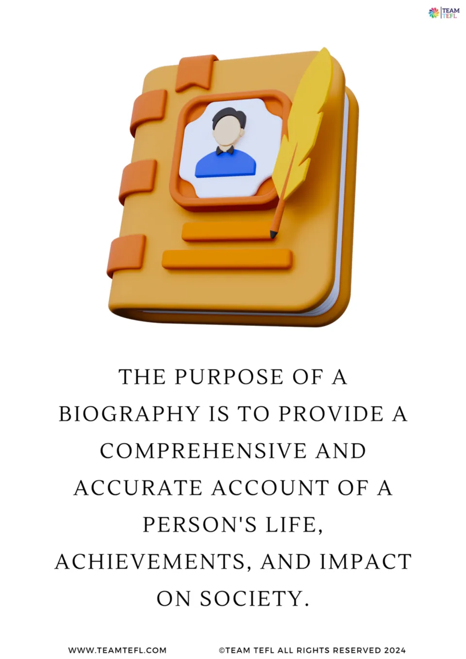Enlarged biography flashcard 5: providing an accurate account of a person's life, achievements, and impact