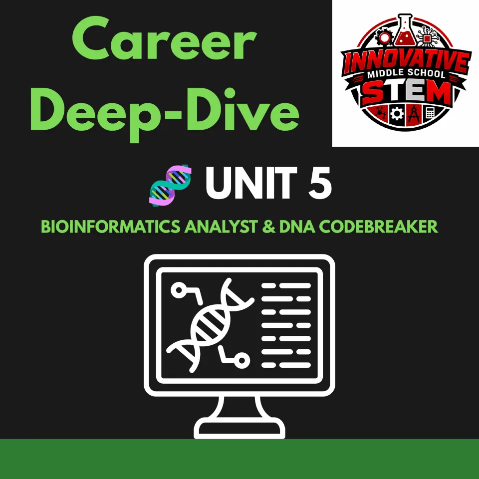 Cover of Unit 5 Career Deep-Dive: Bioinformatics Analyst & DNA Codebreaker, a STEM career packet