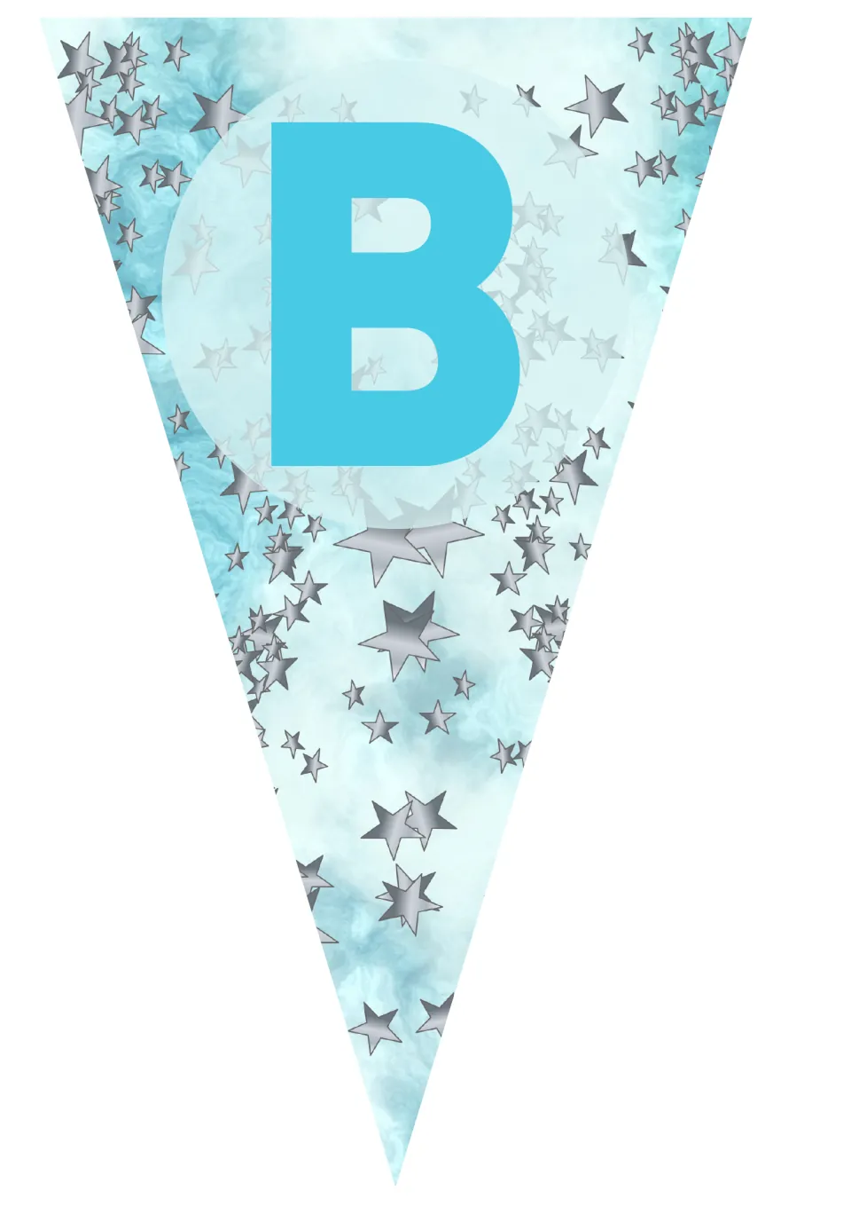 Birthday display pennant featuring the uppercase letter B, the first of eight flags spelling Birthday.