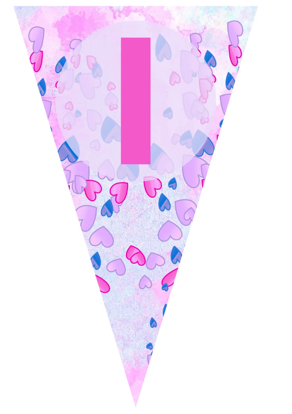 Birthday display pennant featuring the uppercase letter I, the second of eight flags spelling Birthday.