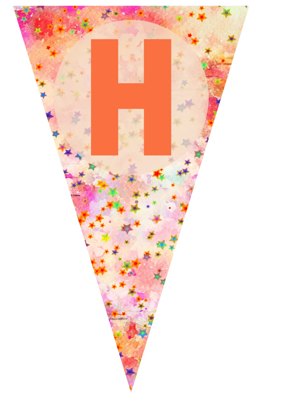 Birthday display pennant featuring the uppercase letter H, the fifth of eight flags spelling Birthday.