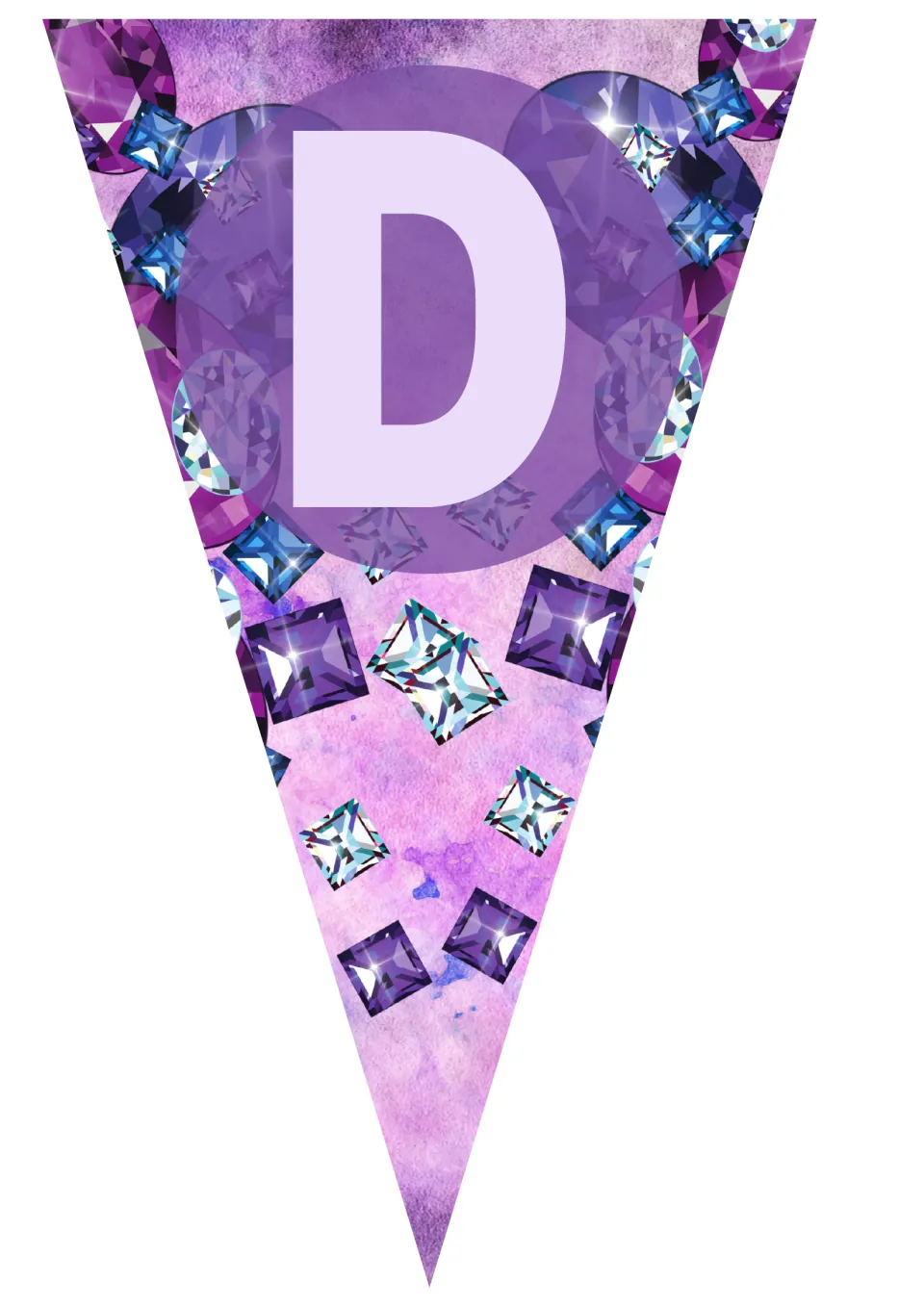 Birthday display pennant featuring the uppercase letter D, the sixth of eight flags spelling Birthday.