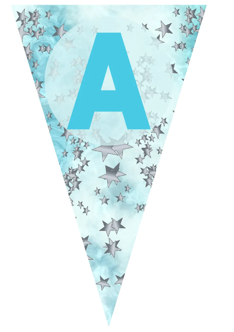 Birthday display pennant featuring the uppercase letter A, the seventh of eight flags spelling Birthday.