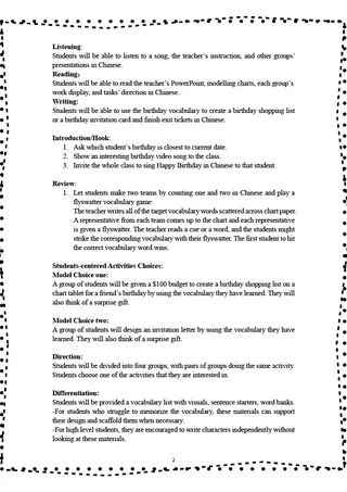 Birthday Party Lesson Plan – preview 1