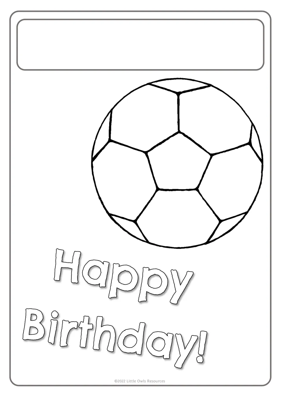 Birthday poster template featuring a soccer ball, 'Happy Birthday!' lettering, and room for a greeting