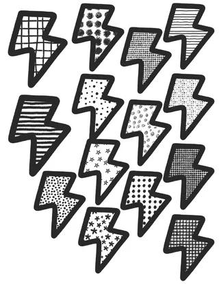 Black & White Lightning Bolts Clipart – preview 2