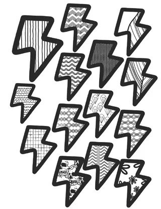 Black & White Lightning Bolts Clipart – preview 3