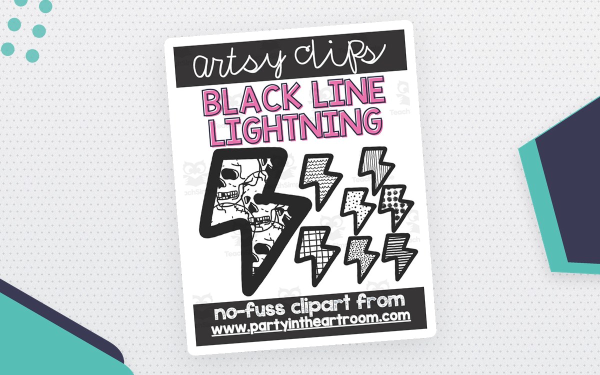Black & White Lightning Bolts Clipart preview: 28 black-line lightning bolt PNG image files