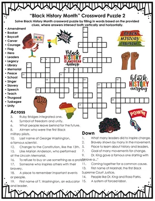 Black History Month Crosswords – Elementary Level – sample page 3