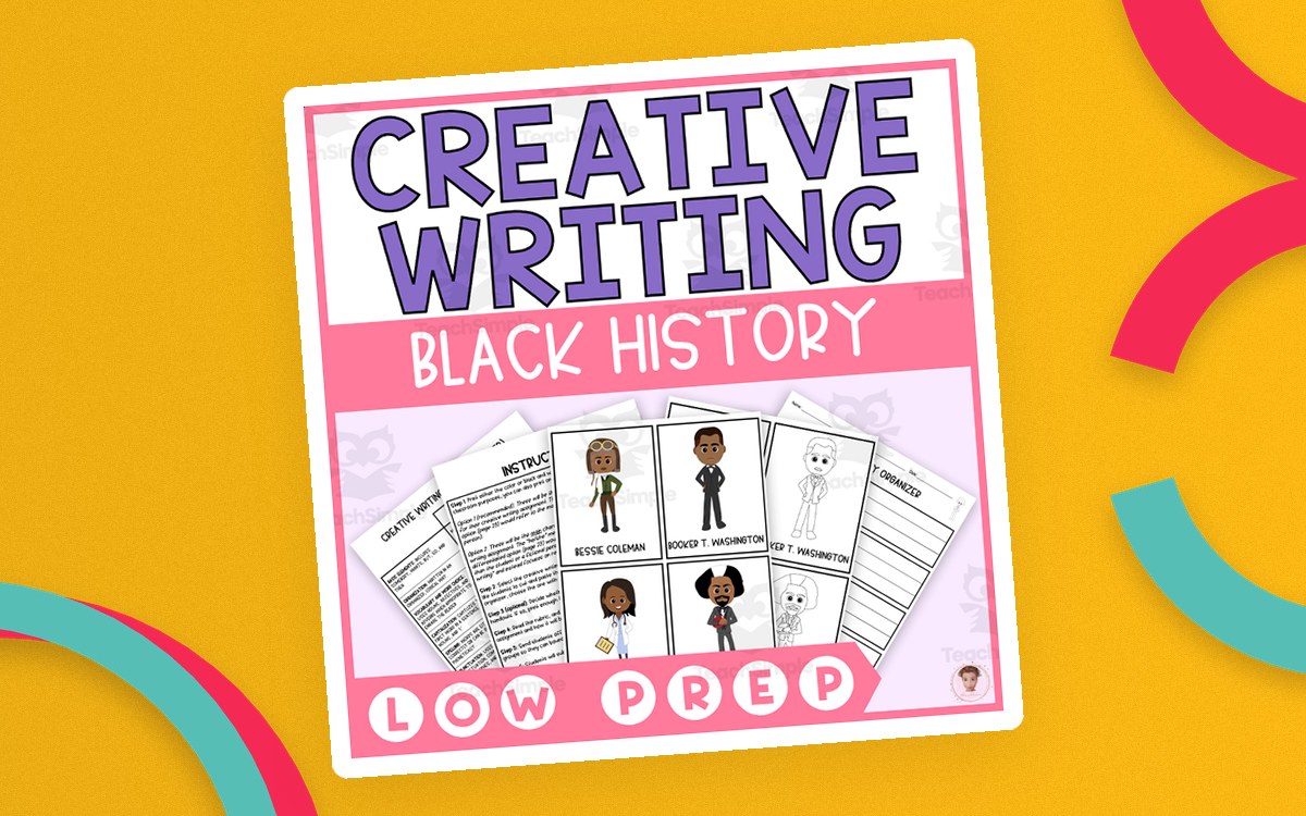 Black History creative-writing cover previewing low-prep prompt and character pages featuring historical figures.