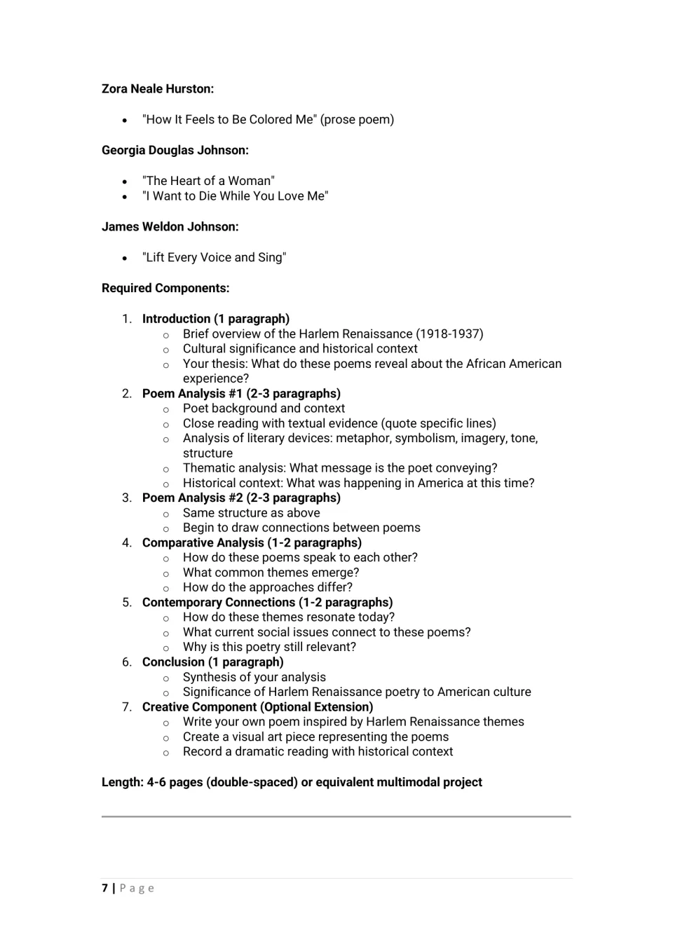 Poetry analysis essay requirements: introduction, two poem analyses, comparison, modern connections and creative extension