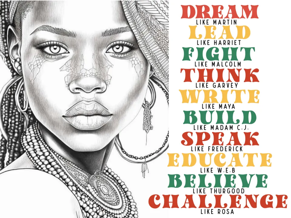 Black history poster: Dream like Martin, Lead like Harriet, Fight like Malcolm and seven more calls to action