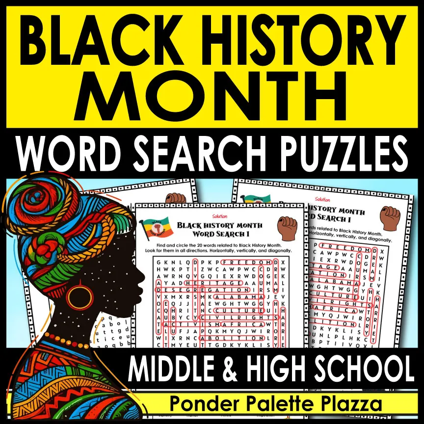 Black History Month Word Search Puzzles with Answers – cover