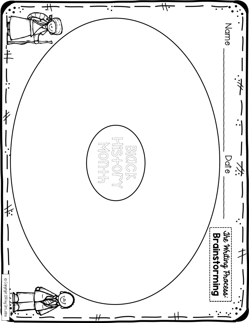 Black History Month brainstorming circle map: students write what they know around the center topic